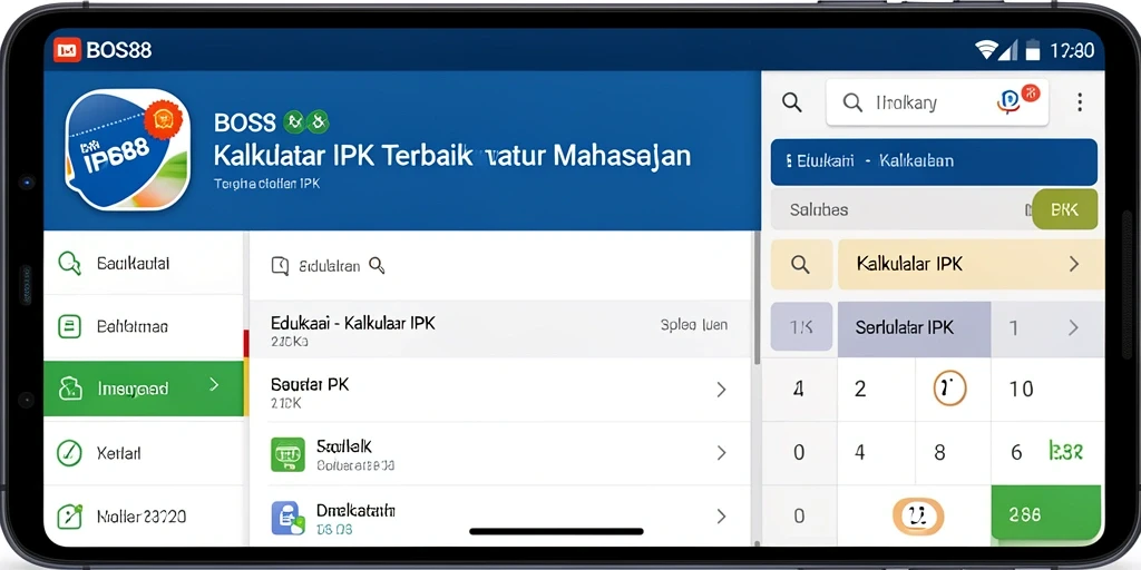 Antarmuka aplikasi BOS88 untuk kalkulasi IPK yang sederhana.