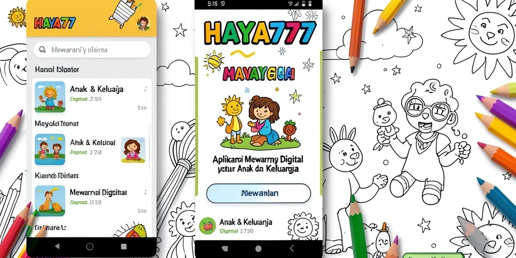Antarmuka menarik aplikasi HAYA777 untuk aktivitas mewarnai digital.