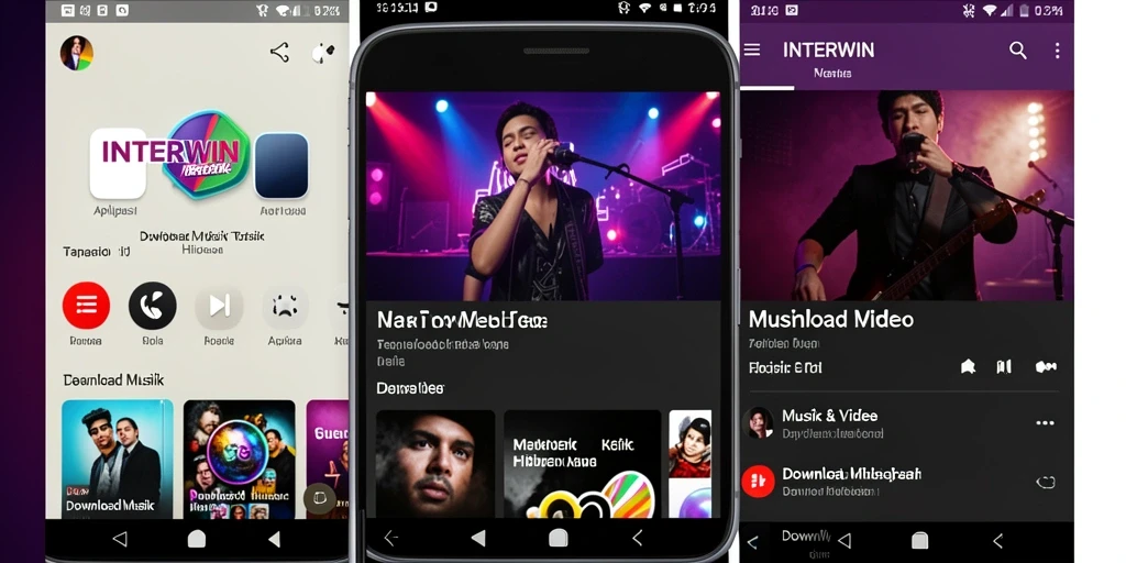Tampilan antarmuka INTERWIN dengan fitur Download Musik yang intuitif.