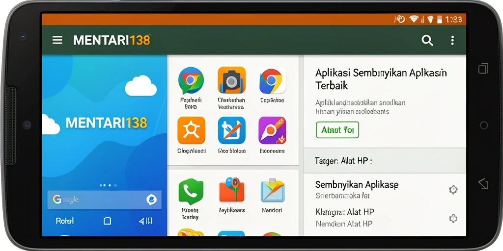 Antarmuka MENTARI138 yang menampilkan fitur Sembunyikan Aplikasi dengan mudah.