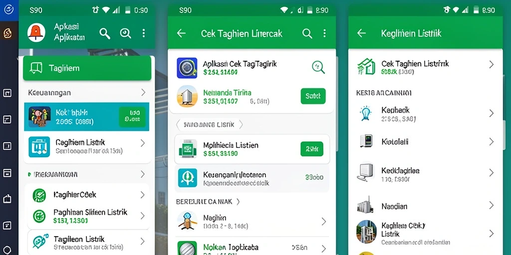 Tampilan utama S80 untuk cek tagihan listrik.