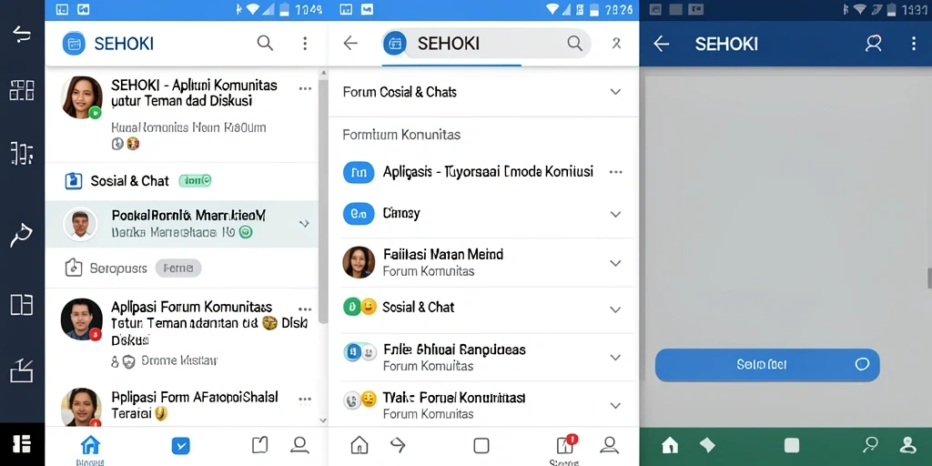 Antarmuka SEHOKI yang ramah pengguna dengan berbagai fitur komunitas.