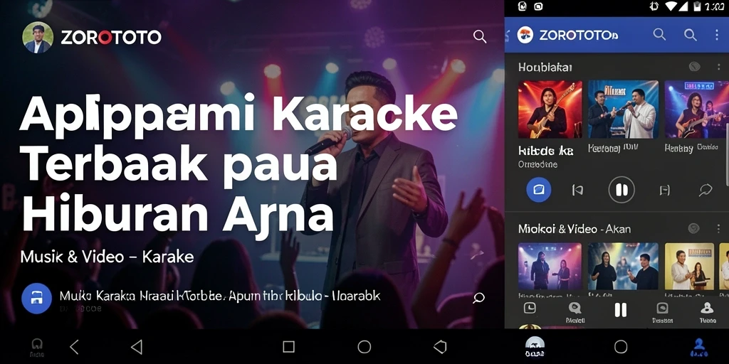 Antarmuka ZOROTOTO menampilkan lirik dengan jelas dan musik latar yang berkualitas.